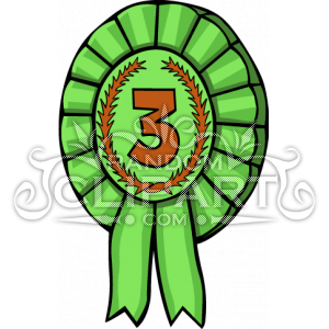 Traditional Third Place Winners Rosette In Green And Bronze