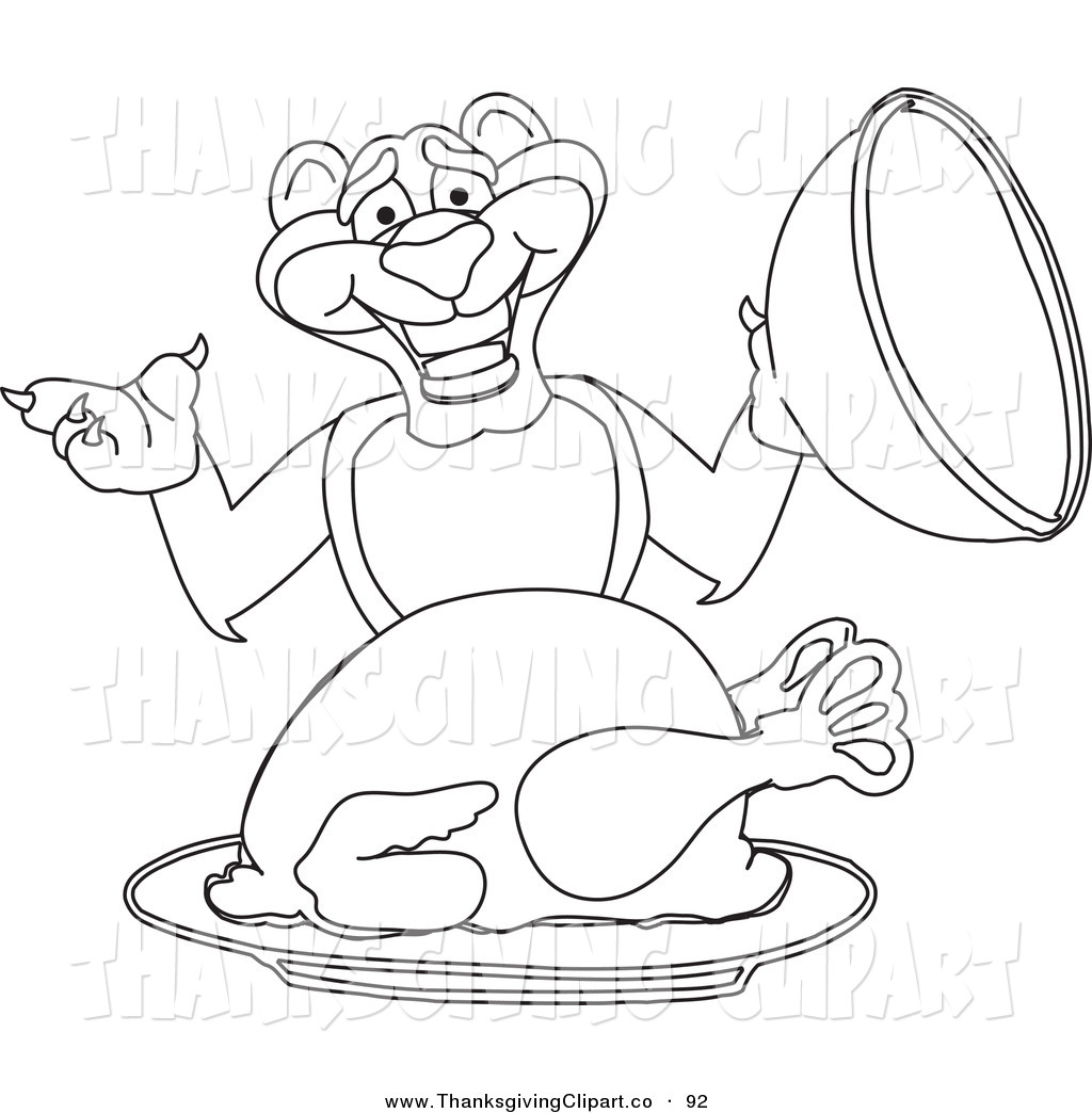 Vector Clip Art Of An Outline Design Of A Panther Character Mascot    