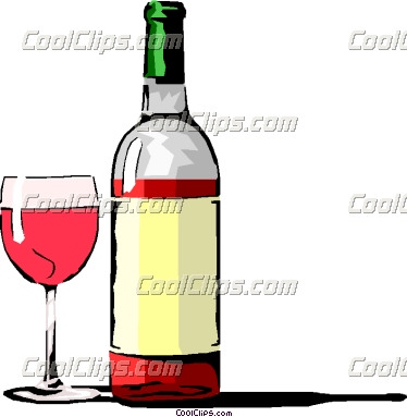 Wine Bottle With Glass Vector Clip Art