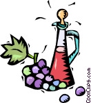 Wine Decanter With Grapes Vector Clip Art