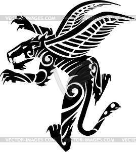 Winged Panther Tattoo Vector Clip Art Picture
