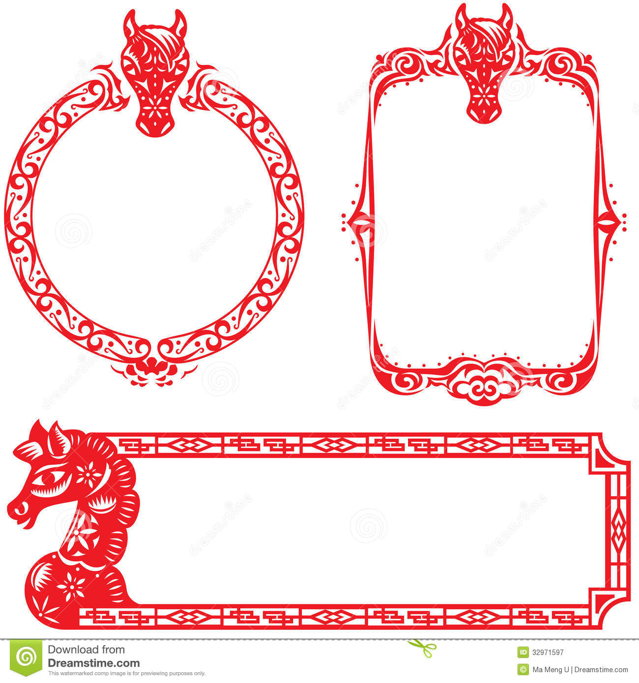 Year Of Horse Border Design Elements Royalty Free Stock Photography