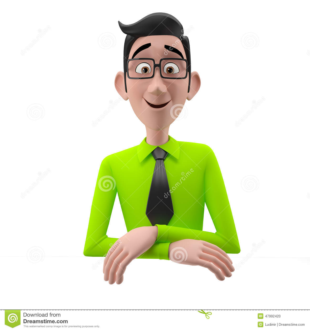 3d Funny Character Cartoon Sympathetic Looking Business Man Stock