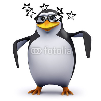 3d Penguin In Glasses Is Dazed And Confused Stock Photo And Royalty