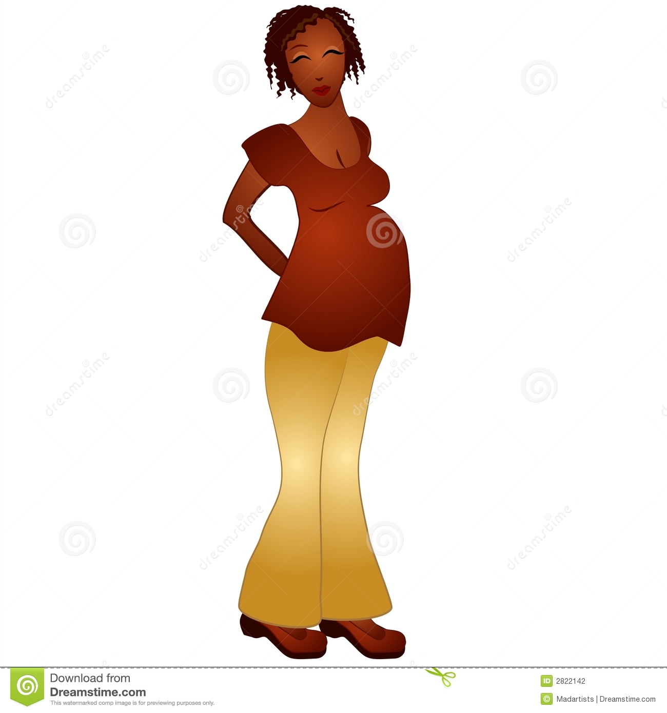 African American Hair Clipart A Full Term Pregnant African