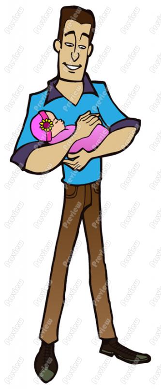 Baby Girl With Dad Clip Art   Royalty Free Clipart   Vector Cartoon