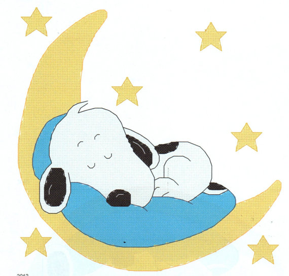 Baby Snoopy Sleeping On The Moon Cross Stitch Pattern By Gotttwo