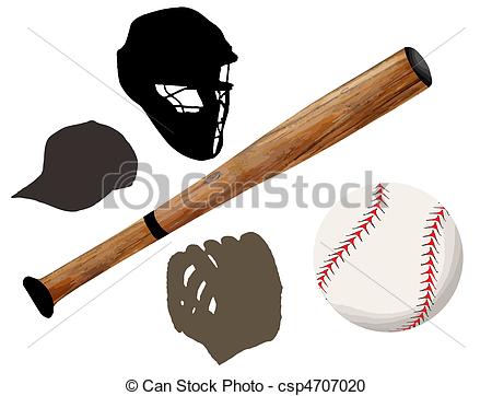Baseball Equipment On White Background Vector Illustration