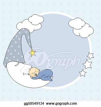 Card  Photo Frame  Baby Sleeping On The Moon   Eps Clipart Gg58549134