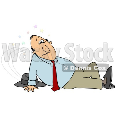 Clipart Illustration Of A Dazed And Confused Businessman Seeing Stars