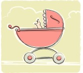 Clipart Vintage Blue Baby Buggy Clipart Red Blue And Orange Cartoon