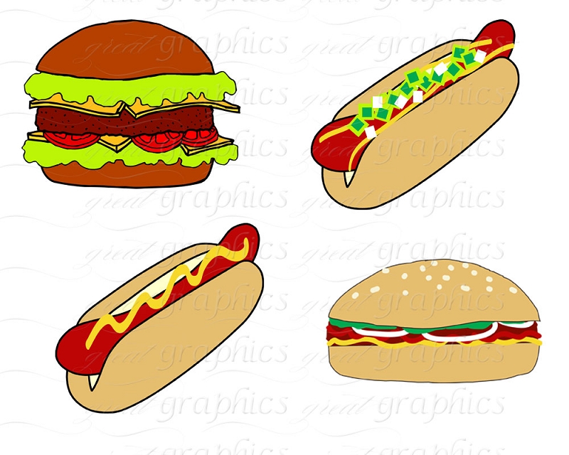 Cookout Clip Art Outdoor Party Clip Art Digital Hamburger Hotdog