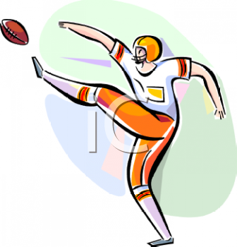 Football Clip Art Image  A Kicker Punting The Football