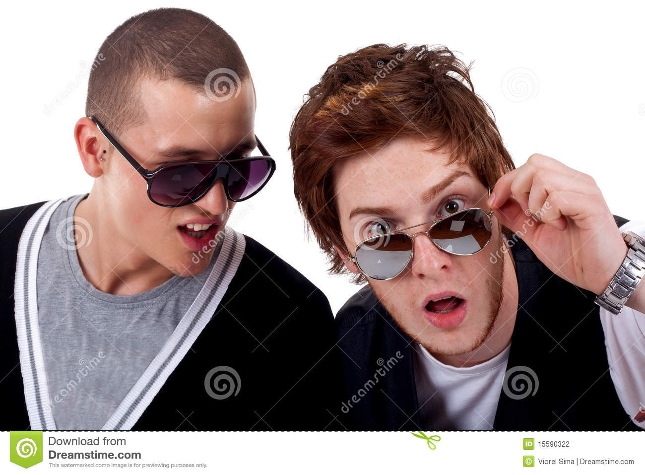 Funny Looking Guys Posing For The Camera On White Background