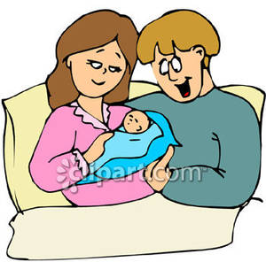 Mom And Dad Holding Their Newborn Baby Royalty Free Clipart Picture