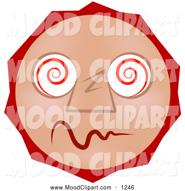 Mood Clip Art Of A Dazed And Confused Tan Smiley Face High On Drugs On