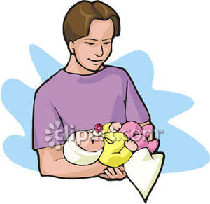 New Dad Holding His Baby   Royalty Free Clipart Picture