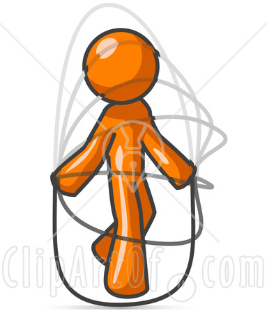 Orange Man Jumping Rope During A Cardio Workout Clipart Illustration