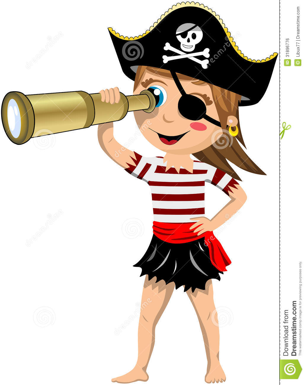 Pirate Girl Looking Through Telescope Royalty Free Stock Image   Image
