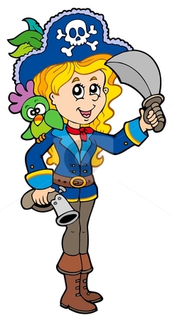 Pretty Pirate Girl With Parrot Stock Vector Clipart Pretty Pirate    