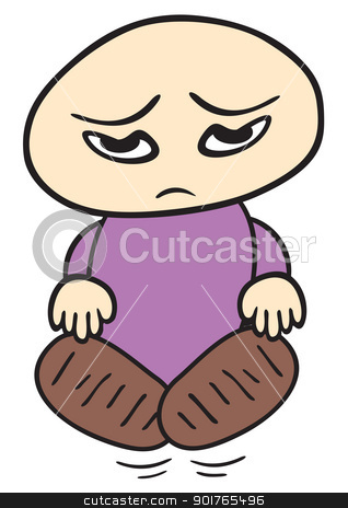 Sad Child Stock Vector Clipart Illustration Of Little Child With Sad