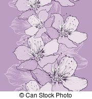 Seamless Spring Background With Flowers Of Apple Hand Drawing  Vector