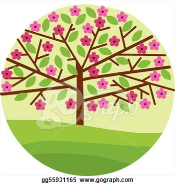 Spring Trees In Bloom Clip Art Blossom Of Spring Tree With