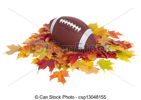 Stock Images Of College Football With Fall Leaves Isolated On White