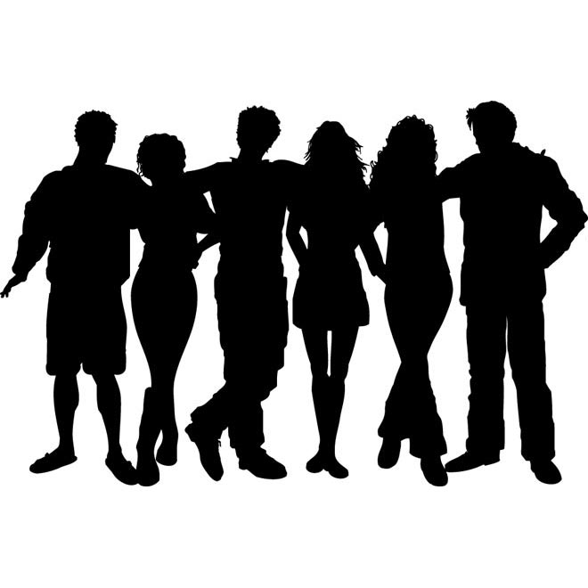 Vector Group Of People Clip Art Illustration Vector Silhouettes Group