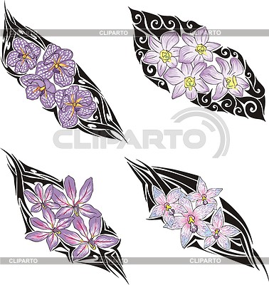 Violet Flower Tattoos Stock Vector Graphics Cliparto
