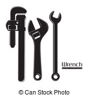 Wrenches   Illustration Of Silhouette Of Pipe Wrenches