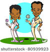 African American Golfer Couple Clipart   Stock Photo