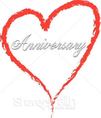     Anniversary Script In A Red Heart   Christian Anniversary Clipart