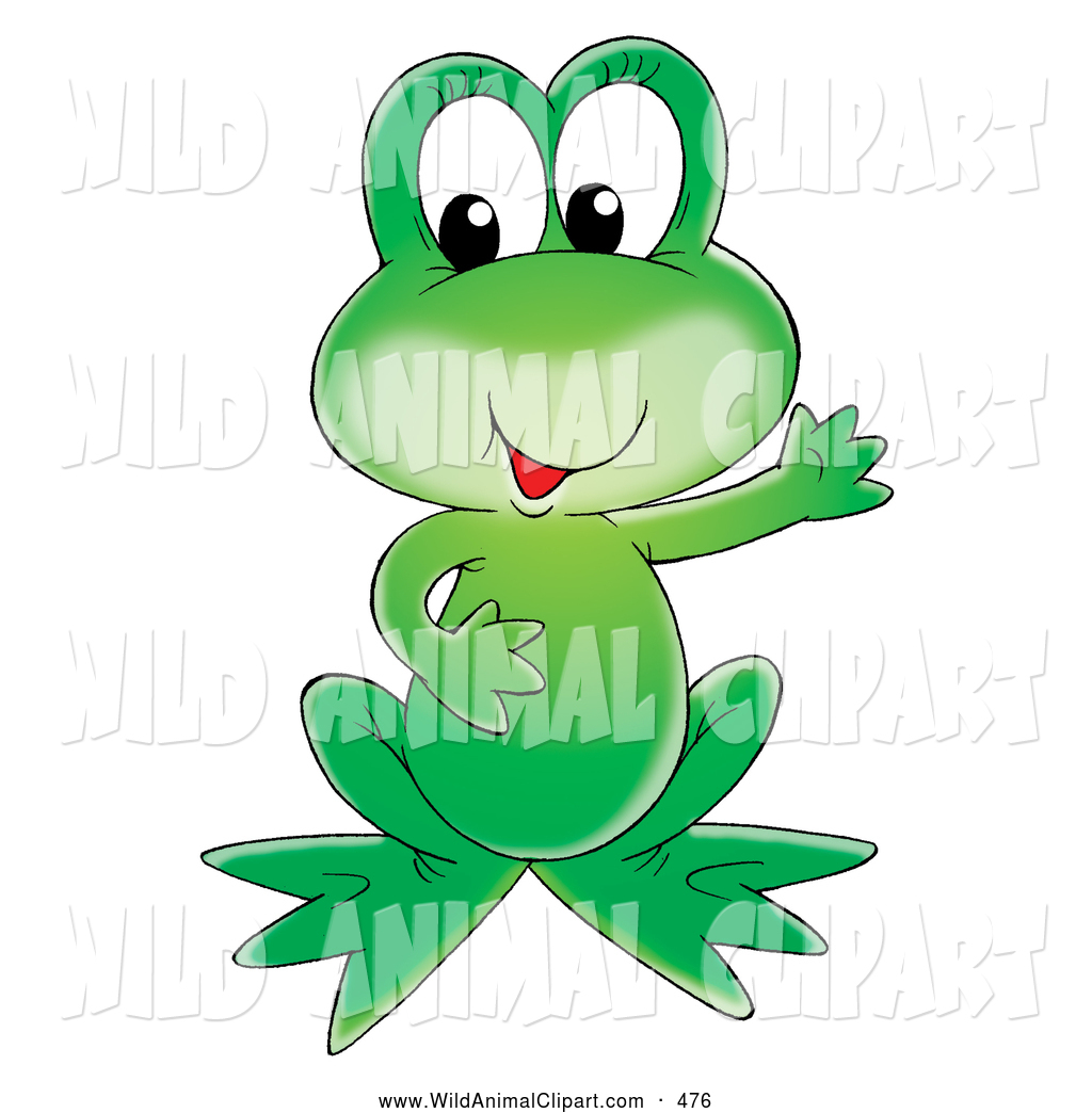 Arm Out Grinning Pretty And Cute Green Frog With Blue Eyes Cute And