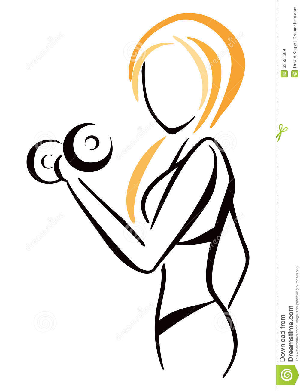 Attractive Slim Woman Workout With Dumbbell