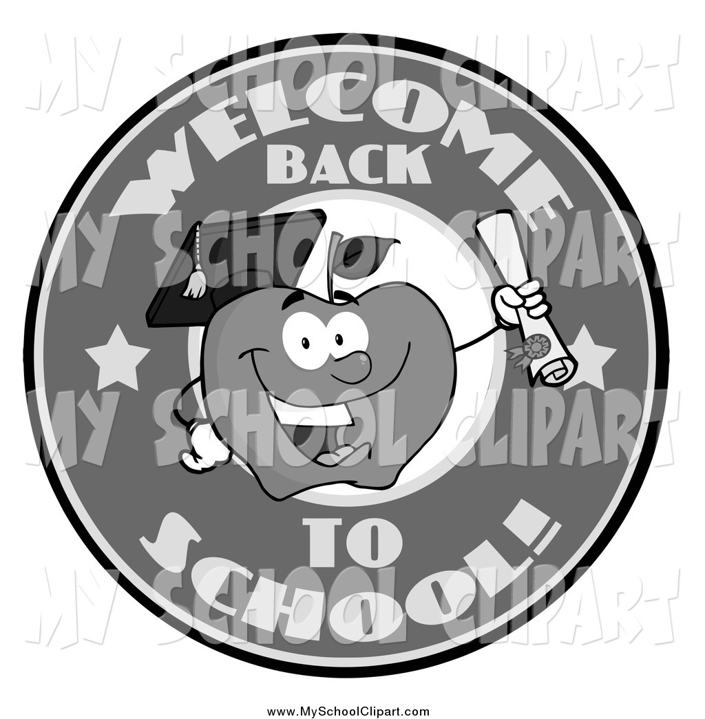 Back To School Circle And Student Apple In Grayscale By Hit Toon