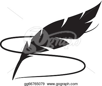       Black Silhouette Of Feather With Line  Clip Art Gg66765079