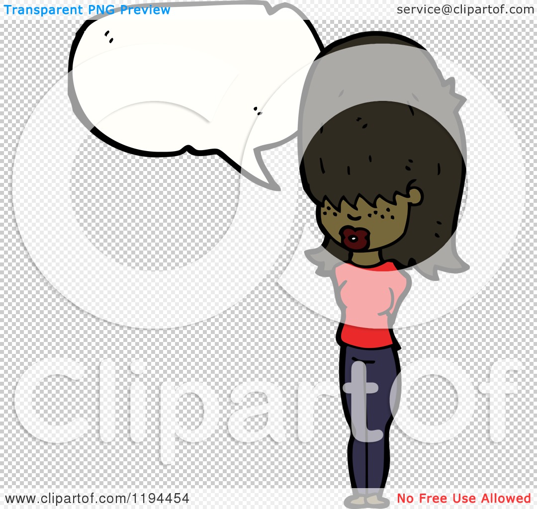 Cartoon Of An African American Girl Speaking   Royalty Free Vector    