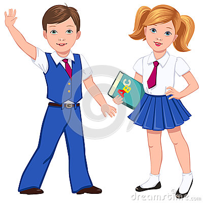 Catholic School Uniforms Clipart Pupils Book Boy Girl Blue     