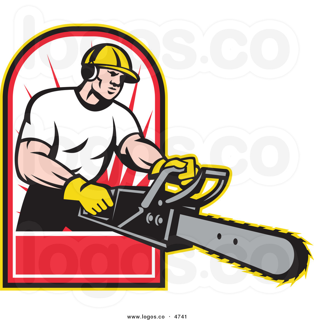 Chainsaw Clipart Royalty Free Vector Of A Male Arborist Holding Out A    