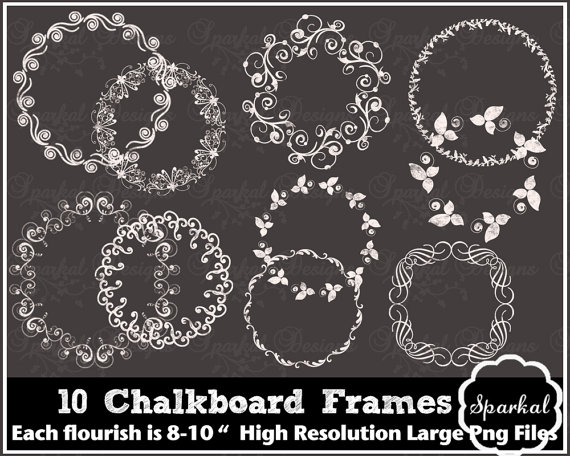 Chalkboard Frames Chalk Circle Frames Swirly Flourish Frames Chalk