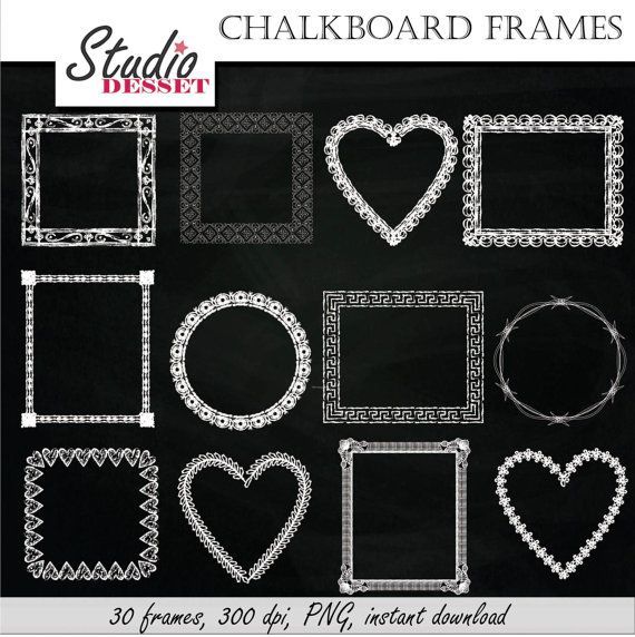 Chalkboard Frames Clipart Digital Clip Art Pack With Circle Rectang