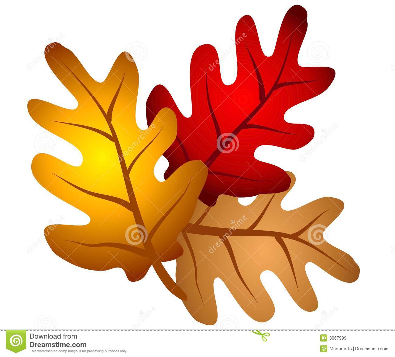 Clip Art Illustration Of An Isolated Arrangement Of Autumn Oak Tree