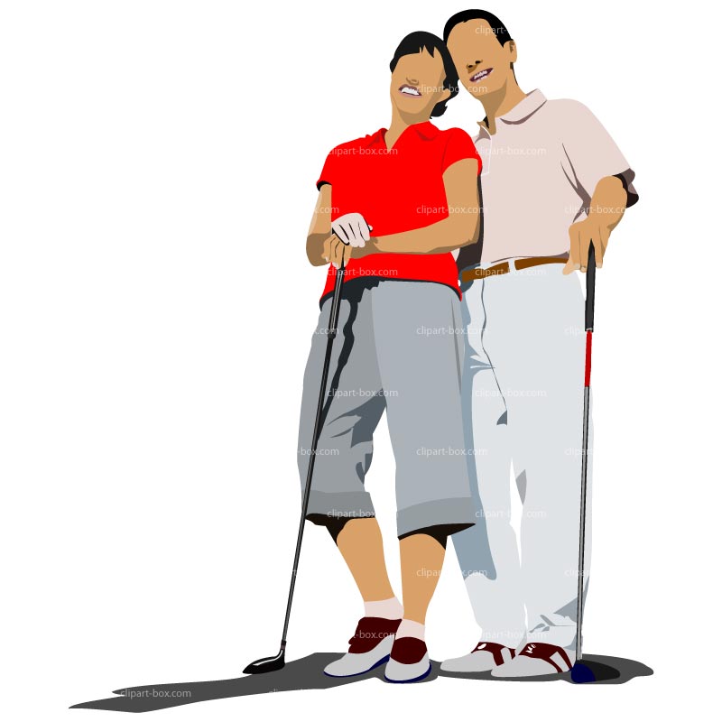 Clipart Golf Couple   Royalty Free Vector Design