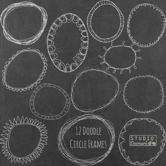 Clipart   Hand Drawn Circle Clip Art   Oval And Round Chalkboard