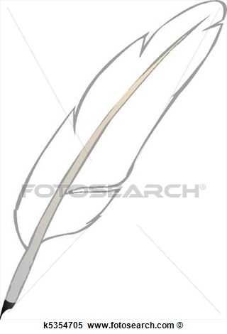 Clipart   Vector Illustration A White Feather Of A Bird In The Form Of