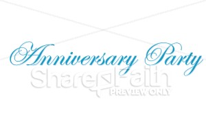 Elegant Blue Anniversary Party Wordart   Christian Anniversary Clipart