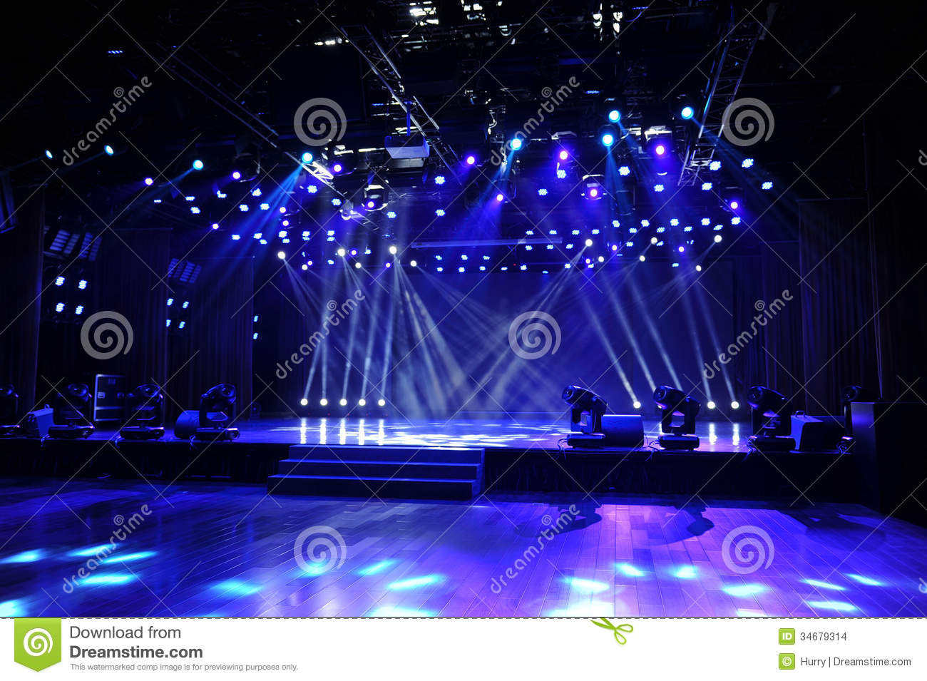 Empty Stage In Blue Light Beam Stock Images   Image  34679314