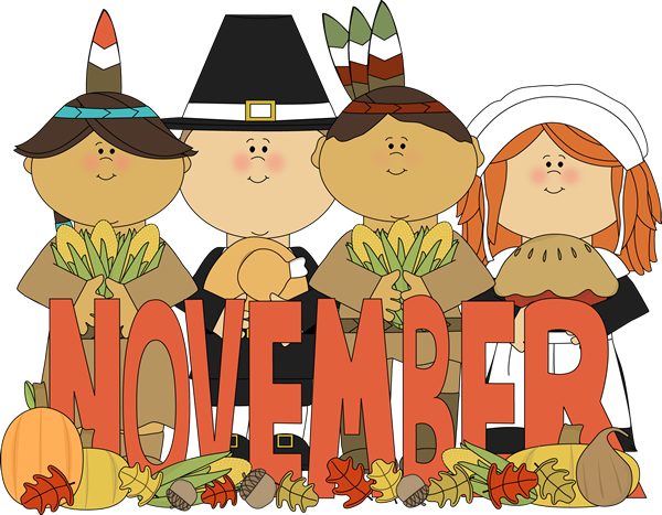 Month Of November Indians And Pilgrims Clip Art   Month Of November