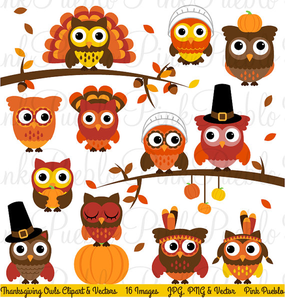 Owl Clipart Clip Art Happy Thanksgiving Owl Party Decor Clipart